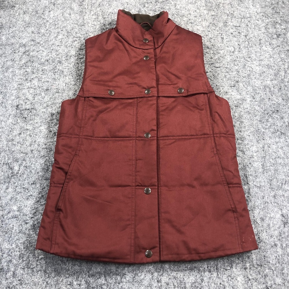 Filson Vest Womens XS Red Cotton Quilted Snap Front Made Canada Outdoor Warm